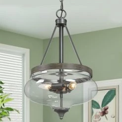 LNC Modern Drum-shaped Glass Chandelier-3 Lights Hot Sale