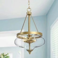 Hot Sale LNC Modern Gold Glass Chandelier-2 Lights