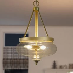 Hot Sale LNC Modern Gold Glass Chandelier-2 Lights