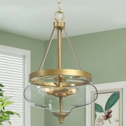Hot Sale LNC Modern Gold Glass Chandelier-2 Lights