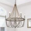 Hot Sale LNC Elegant Wooden Bead Chandelier-6 Lights