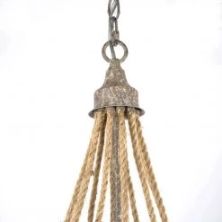 Hot Sale LNC Elegant Wooden Bead Chandelier-6 Lights