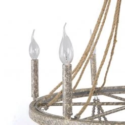 LNC Elegant Wooden Bead Chandelier-Open Box Lighting