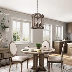 LNC Farmhouse Cylindrical Drum Chandeliers- 5 Lights-Open Box