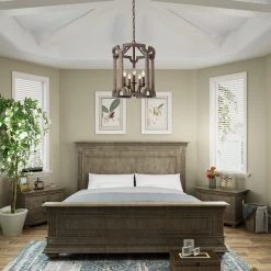 LNC Farmhouse Cylindrical Drum Chandeliers- 5 Lights-Open Box