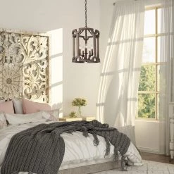 LNC Farmhouse Cylindrical Drum Chandeliers- 5 Lights