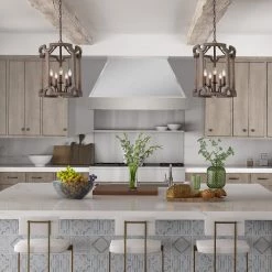 LNC Farmhouse Cylindrical Drum Chandeliers- 5 Lights