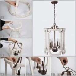 LNC Farmhouse Wood Chandelier-Open Box Lighting
