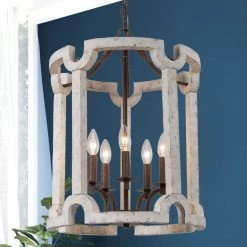 LNC Farmhouse Wood Chandelier-Open Box Lighting