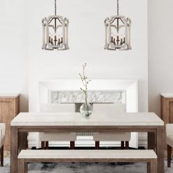 LNC Farmhouse Wood Chandelier-Open Box Lighting