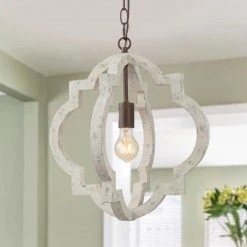 Google LNC Farmhouse White-washed Wood Chandeliers-Clearance