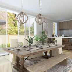 Hot Sale LNC Rustic Farmhouse Wood Pendant