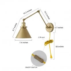 Modern LNC Swing Arm Gold Sconce