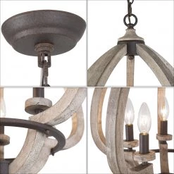 LNC Wooden Wine Barrel Chandelier-Open Box