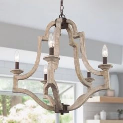 Uolfin Hot Sale LNC Weathered Wood Farmhouse Chandelier-5 Lights