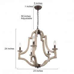 Uolfin Hot Sale LNC Weathered Wood Farmhouse Chandelier-5 Lights