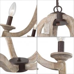 LNC Weathered Wood Farmhouse Chandelier-Open Box