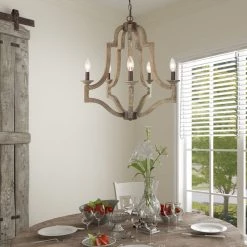Uolfin Hot Sale LNC Weathered Wood Farmhouse Chandelier-5 Lights