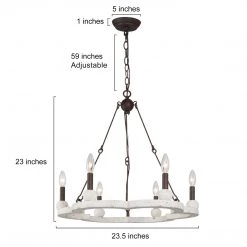 LNC Natural Wood Ring Chandelier-Open Box Lighting