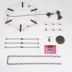 LNC Natural Wood Ring Chandelier-Open Box Lighting