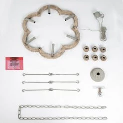 Uolfin LNC Natural Wood Ring Chandelier-6 Lights