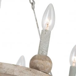 Uolfin LNC Natural Wood Ring Chandelier-6 Lights