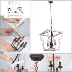 Uolfin LNC Farmhouse Wooden Chandelier-Clearance