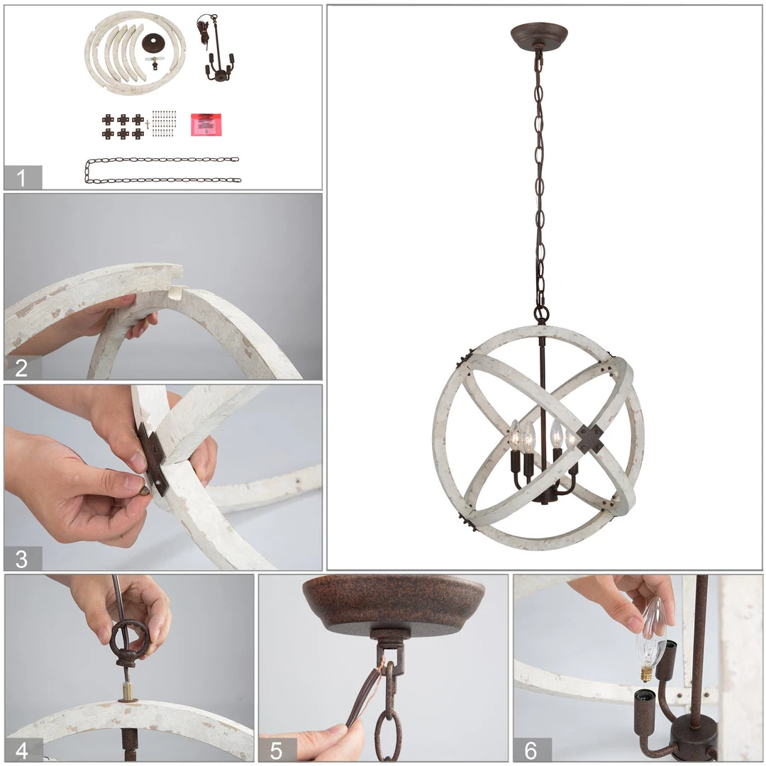 Uolfin LNC White-washed Farmhouse Chandelier-Clearance 11 Uolfin LNC White-washed Farmhouse Chandelier-Clearance