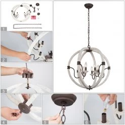 LNC Orb Farmhouse Chandelier-Open Box 17 LNC Orb Farmhouse Chandelier-Open Box