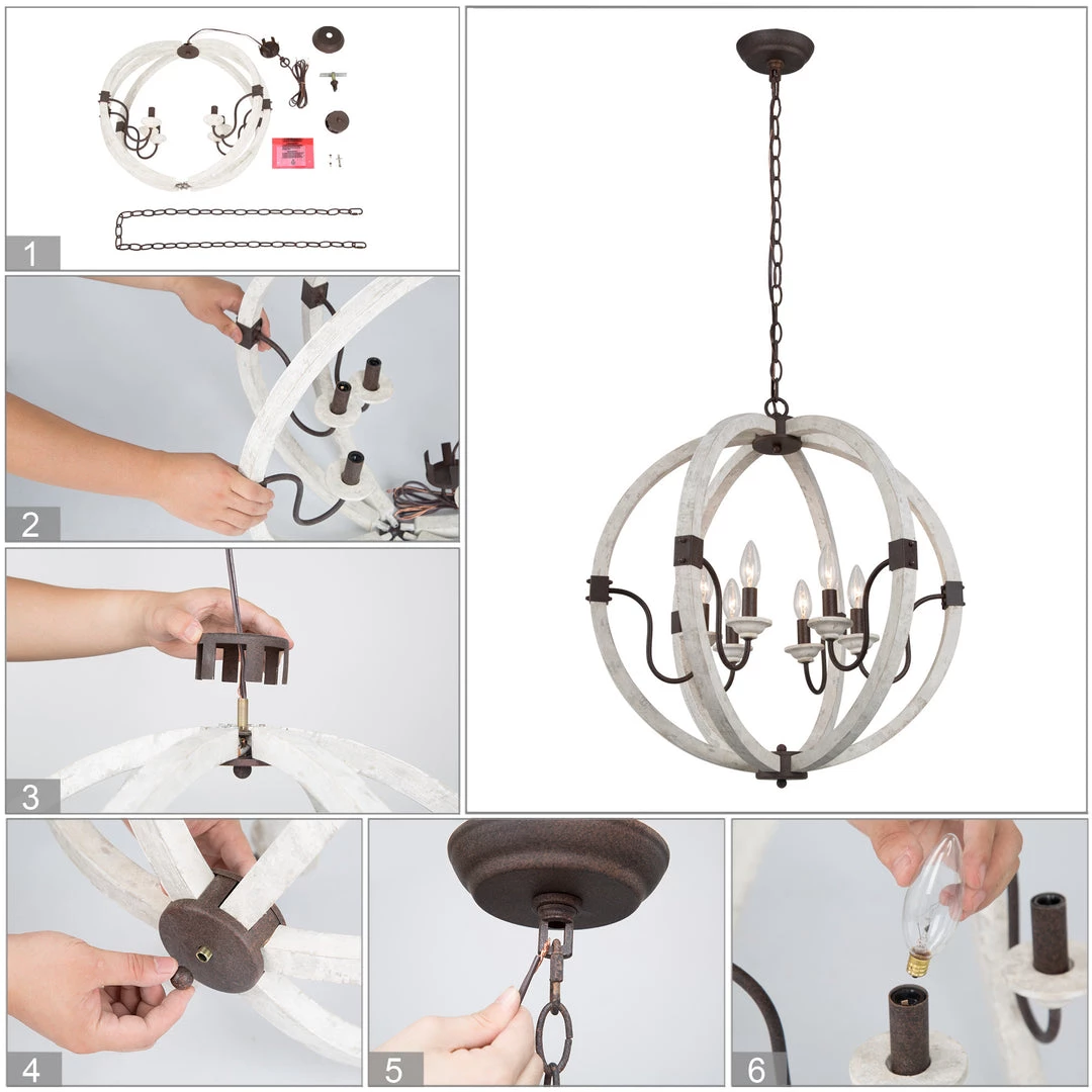 LNC Orb Farmhouse Chandelier-Open Box 10 LNC Orb Farmhouse Chandelier-Open Box