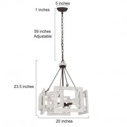 LNC Extra-large Wooden Chandelier-4 Lights-Clearance Hot Sale
