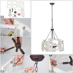 LNC Extra-large Wooden Chandelier-4 Lights-Clearance Hot Sale