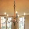 Hot Sale LNC Simple Wooden Distressed Chandelier 5 Lights