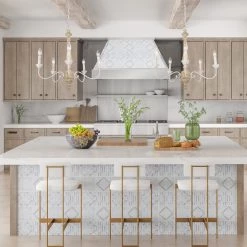 Hot Sale LNC Simple Wooden Distressed Chandelier 5 Lights