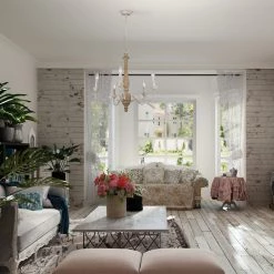 Hot Sale LNC Simple Wooden Distressed Chandelier 5 Lights