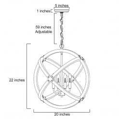 Uolfin Hot Sale LNC Orb Farmhouse Globe Hanging Chandelier-4 Lights