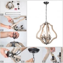 LNC Rustic Lantern Chandelier-Open Box Lighting