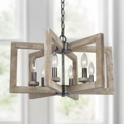 Lighting LNC Rustic Geometric Chandelier-Open Box