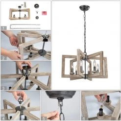 Lighting LNC Rustic Geometric Chandelier-Open Box