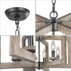 Uolfin LNC Rustic Geometric Chandelier-6 Lights Lighting