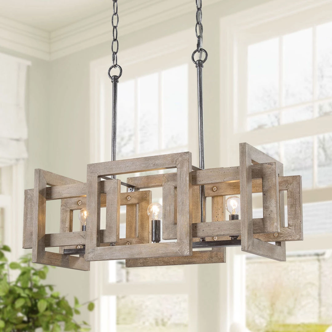 LNC Extra-large Rustic Wooden Chandelier-Open Box 3 LNC Extra-large Rustic Wooden Chandelier-Open Box