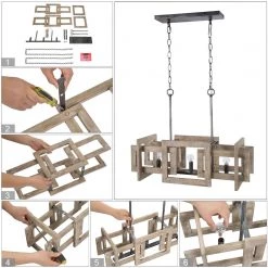 LNC Extra-large Rustic Wooden Chandelier-Open Box 19 LNC Extra-large Rustic Wooden Chandelier-Open Box