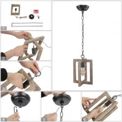 Uolfin Hot Sale LNC Rectangle Crossing Frames Farmhouse Pendant