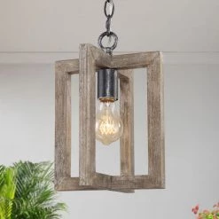 Uolfin Hot Sale LNC Rectangle Crossing Frames Farmhouse Pendant