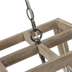 Uolfin LNC Farmhouse Wood Cubic Chandelier-4 Lights