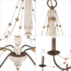 Uolfin LNC Rustic Beaded Wood Chandelier-6 Lights Lighting