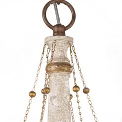 Uolfin LNC Rustic Beaded Wood Chandelier-6 Lights Lighting