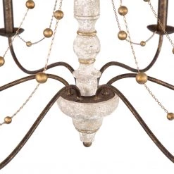 Uolfin LNC Rustic Beaded Wood Chandelier-6 Lights Lighting