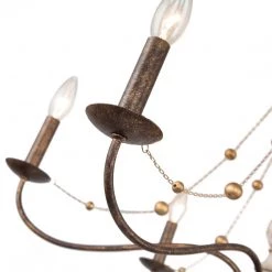 Uolfin LNC Rustic Beaded Wood Chandelier-6 Lights Lighting