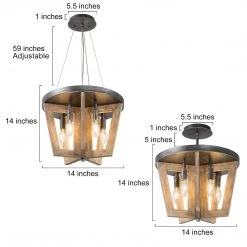 Lighting LNC Farmhouse Wooden Ceiling Light-Clearance